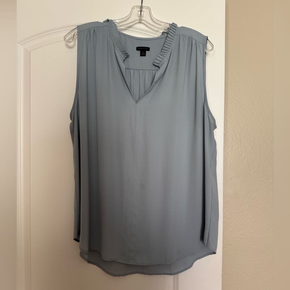 Ann Taylor Light Blue V-Neck Blouse
